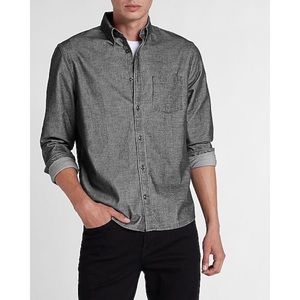 Express Slim Solid Corduroy Button Down Shirt